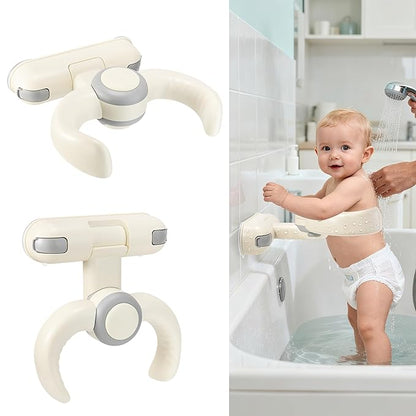 Baby Shower Stand for Infant to Toddler 6–36 Months, Wall-Mounted Baby Bath Stand Support with Adjustable Height & Powerful Suction, Space-Saving Easy Clean Design, Baby Shower Gifts,Gray