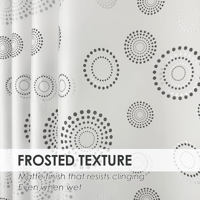 Plastic Shower Curtain Liner, Waterproof Printed PEVA Shower Curtain with Design, Silver Dots Pattern, Rustproof Grommets, Standard Size 70x72 Bathtub Curtain for Bathroom (Pack of 1)