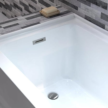 WOODBRIDGE 54" Acrylic Rectangular Alcove Soaking Bathtub in White with Left Drain, Brushed Nickel pop-UP Drain Included BA5430L