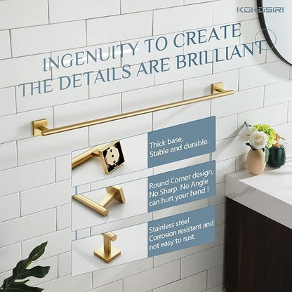 KOKOSIRI Bathroom Towel Bar 32'' Towel Holder for Bath Kitchen Cabinet Towel Rails 32 Inch Brushed Gold Stainless Steel B4005BG-L32