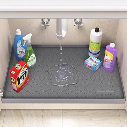 Jin&Bao Waterproof Under Sink Mat 22" x 22", Thick Silicone Mat Cabinet Protector for Kitchen and Bathroom, Shelf Liner, Home Organizer and Storage, Multipurpose Tray for Gadgets and Essentials