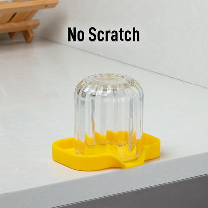 Zulay Kitchen Small Silicone Sponge Holder (4.9x3.3”) – Space-Saving Sink Organizer Tray for Sponge, Soap, Brush & More – Compact Non-Slip Dish for Kitchen & Bathroom (Yellow)