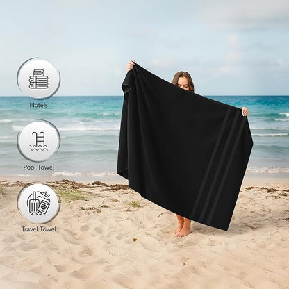 RIVERSIDE Pack of 2 Extra Large Bath Sheets 35 x 70 Inches - 100% Ring Spun Cotton Hotel Quality Oversized Bath Towels - Super Soft, Highly Absorbent & Quicker to Dry - Black
