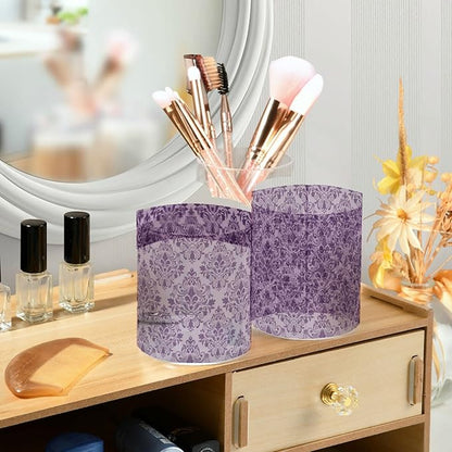 MNSRUU 2 Pack Qtip Holder Organizer Dispenser Purple Morden Floral Bathroom Storage Canister Cotton Ball Holder Bathroom Containers for Cotton Swabs/Pads/Floss