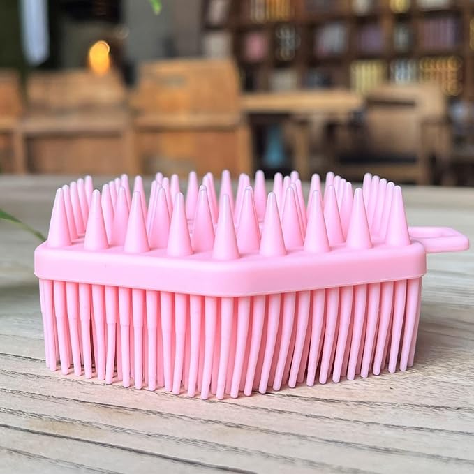Premium Sensory Brush for Kids or Autism,Soft Silicone Body Scrubber,2 in 1 Sensory Room Occupational Therapy Sensory Brushes,Silicone Loofah,Pets Shower Brush Bath Brush Shampoo Brush（Hexagon-Pink）