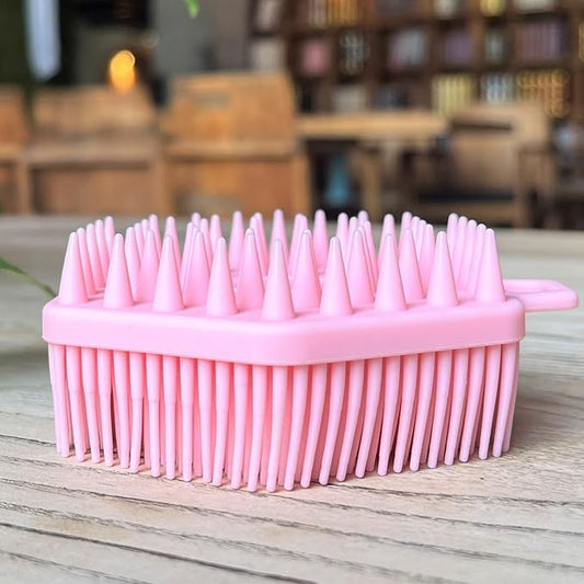 Premium Sensory Brush for Kids or Autism,Soft Silicone Body Scrubber,2 in 1 Sensory Room Occupational Therapy Sensory Brushes,Silicone Loofah,Pets Shower Brush Bath Brush Shampoo Brush（Hexagon-Pink）