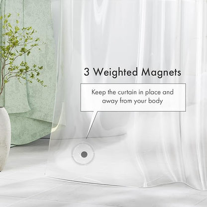 Amazer Extra Long Shower Curtain Liner 72 x 84 Clear Shower Liner Medium Weight PEVA Waterproof Inside Shower Curtains for Bathroom with 3 Magnets and Rustproof Grommets