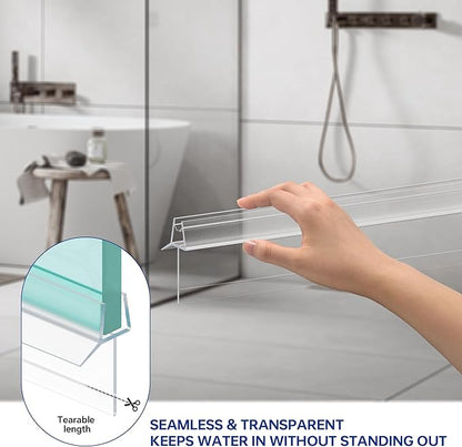 2-Pack Frameless Shower Door Bottom Seal (1/4" X 36") Clear Glass Seal Strip Shower Door Sweep - Stop Shower Leaks