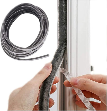 Weather Stripping Brush for Sliding Windows/Doors Frame Side,Pile Self Adhesive Weatherstrip Seal Strip Sealer Draft Stoppers (33ft x11/32 Backing x 3/16 Brush inch, White)