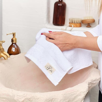 SOFE H&L | Olea Luxury Turkish Cotton Bath Towels Set of 3 : 1 Bath Towel, 1 Hand Towel, 1 Wash Cloths, White |Thick, Premium, Soft, Durable, Absorbent - Hotel Quality Towel Sets for Bathroom