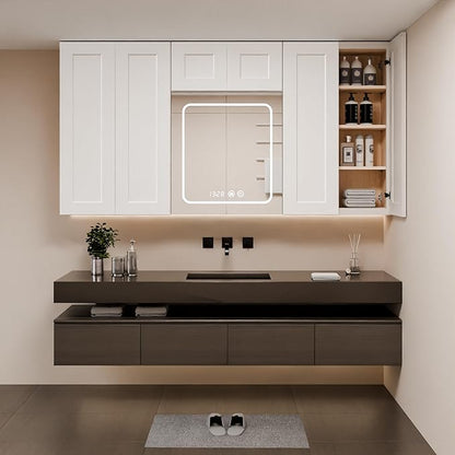 27 Inch Laundry Room Cabinets Wall Mounted, Solid Wood Over The Toilet Storage Cabinet, Bathroom Organizer Cabinets with 2 Shaker Door & 3 Shelves, Easy to Assemble for Kitchen, Garage - White