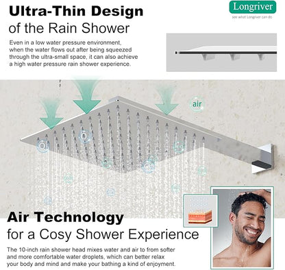 Shower Faucet Set with Hydro Power Temperature Display, Shower System Bathroom 12 Inches Shower Head with Handheld Spray, Wall Mounted Shower Fixtures with Shower Valve and Trim Kit, Polished Chrome