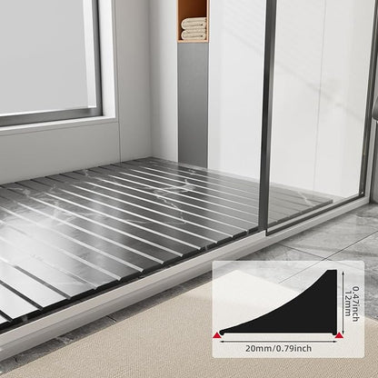 67 Inch Selfadhesive Shower Threshold Water Dam Silicone Waterproof Shower Barrier Water Stopper Bathroom and Kitchen Water Seal Strip for Dry and Wet Separation(White)
