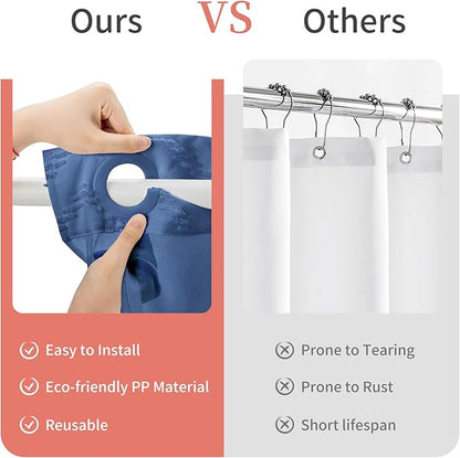 Hookless Shower Curtain with Snap in Liner 71" x 74" Double-Layer Waterproof Polyester Shower Curtain for Bathroom or Hotel Use,Removable Liner,Magnetic Hem,Large Rings,Machine Washable,Navy Blue