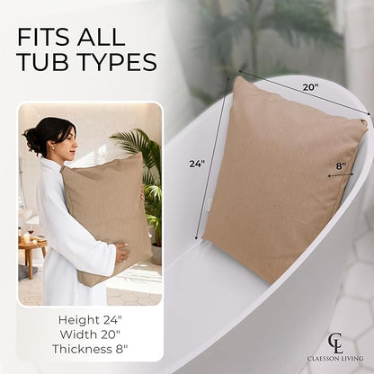 Luxury Bath Pillow for Tub - Thick and Comfortable Bathtub Pillow Support for Head and Neck and Back - Washable Quick-Drying Bath Pillows - Bath Cushion for Home Spa - Fits Any Bathtub - Sand