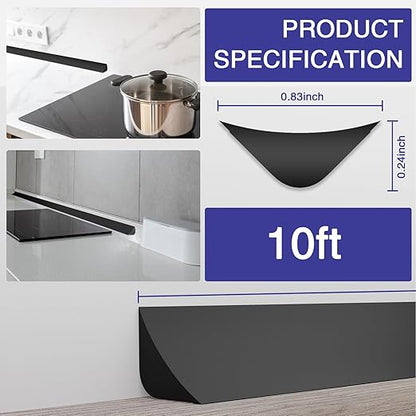 Flexible Molding Trim, Flexible Bendable Adhesive Caulking Strip, Molded Trim, Peel and Stick Home Decorative Edge for Bathroom, Kitchen, Floor, Wall (Black, 0.83in x 0.24in x 10ft)