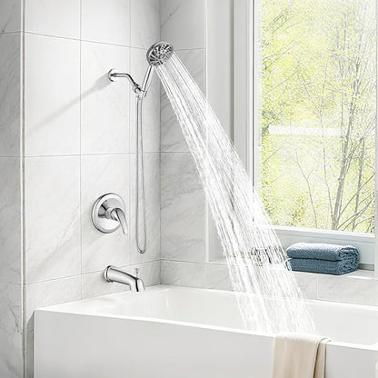 gotonovo Bathroom Shower Head Kit High Pressure Combo System Shower Faucet 6 Modes ABS Handheld Spray Shower Trim Kit Valve Included Shower Head and Handle Set Polished Chrome