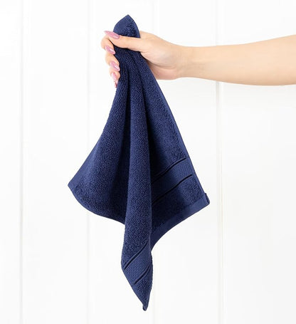 American Soft Linen Salem Washcloth Sets, 4 Piece Luxury 600 GSM 100% Cotton Washcloths for Bathroom, 13x13 inches Washrags Premium Quality Hand Face Towels, Navy Blue