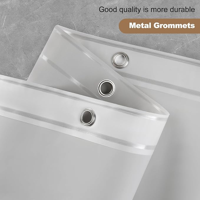 UFRIDAY Grey Stall Size Shower Curtain 36 x 72inch, Heavy Duty Premium PEVA Shower Curtain with 2 Weighted Magnets, Plastic Waterproof Grey Shower Curtains for Bathroom with 6 Hooks