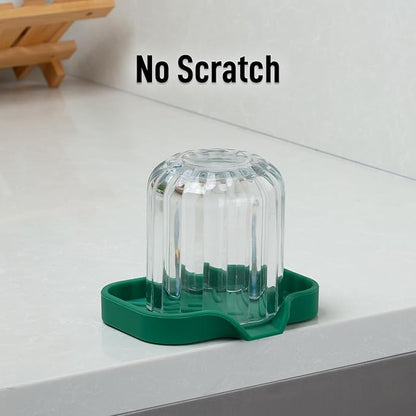 Zulay Kitchen Small Silicone Sponge Holder (4.9x3.3”) – Space-Saving Sink Organizer Tray for Sponge, Soap, Brush & More – Compact Non-Slip Dish for Kitchen & Bathroom Countertops (Pine Green)
