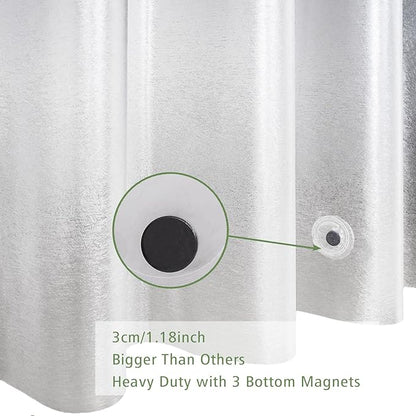 UFRIDAY Frosted Shower Curtain Liner 72 x 72 inches with 3 Big Magnets, Eva Plastic Weighted Shower Curtains for Bathroom,Water Repellent,Heavy Duty,Semi Transparent.