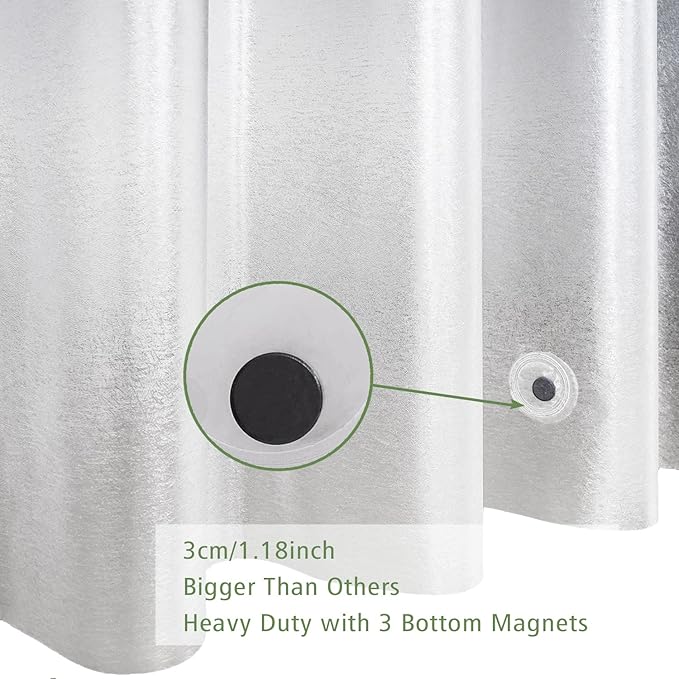 UFRIDAY Shower Curtain Liner, Eva Frosted Weighted Shower Curtain for Bathroom with 3 Big Bottom Magnets,Heavy Duty,Thick,Semi Transparent, 72 x 75 Inch