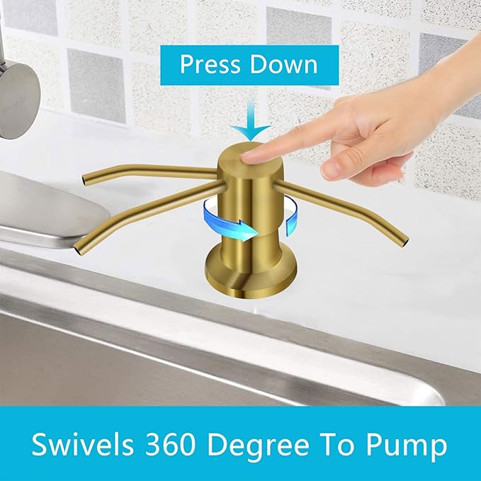 Soap Dispenser for Kitchen Sink, Kichen Sink SoapDispenser, 47" Extension Tube kit, Under Sink SoapDispenser Pump, No Need More Refills, Good Suction Power, Golden