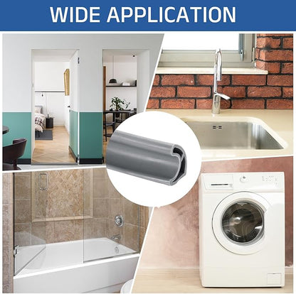 uxcell Shower Water Barrier, 67" TPE Splash Guard Shower Water Stopper Retention System for Bathtub Sink Washing Machine Dry and Wet Separation, 1.18"W x 1.77"H, Gray