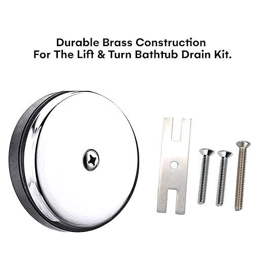 Dorence Antique Brass Bathtub Drain Replacement Parts - Lift, Turn to Drain Plug - Single Hole, Brass Construction, Universal Fit for 1 3/8" or 1 1/2" Drains - Overflow Drain Conversion Kit