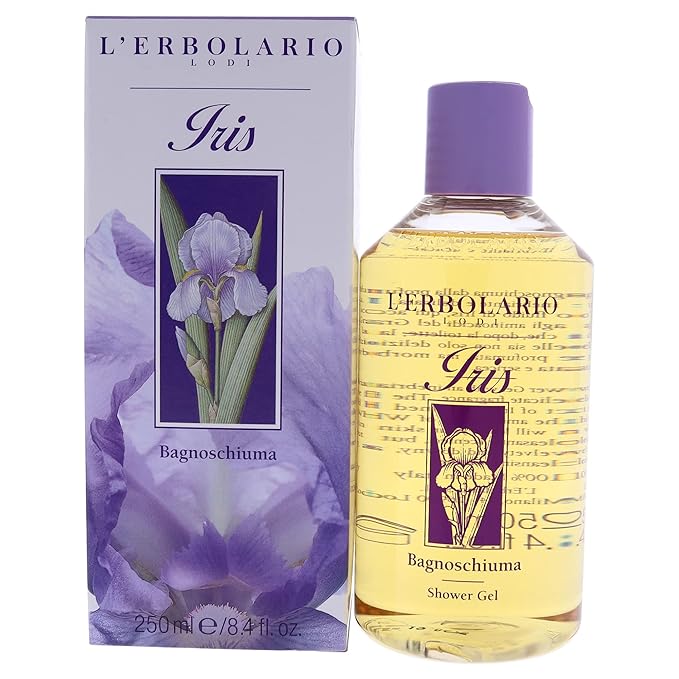L'Erbolario Shower Gel – Moisturizing Body Wash with Wheat Amino Acids – Softening Floral Body Soap for Silky Skin and Delicate Care - Iris - 8.4 oz