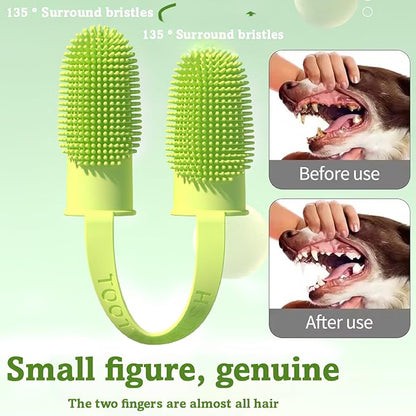 6pcs Dog Bath Brush & Finger Toothbrush Set - Pet Grooming Scrubber with Shampoo Dispenser for Puppy, Cat, Small Breed - Dog Washing Brush for Bathing, Teeth Cleaning & Massage