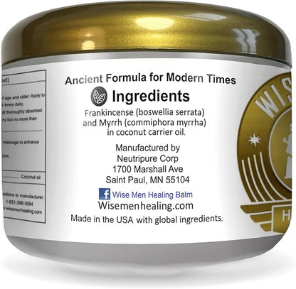 Wise Men Healing Balm with Myrrh and Frankincense Essential Oils with Soothing Relief for Nerve and Joint Massage.