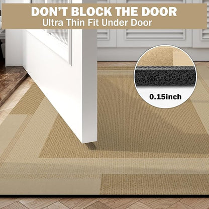 Non Slip Bath Mat, Rubber Backing Ultra Thin Bathroom Rugs Fit Under Door Quick Dry Super Absorbent Washable Bath Rug Shower Mat for Bathroom Floor Bathtub Shower Sink, Easy Care Brown 16"x 24"