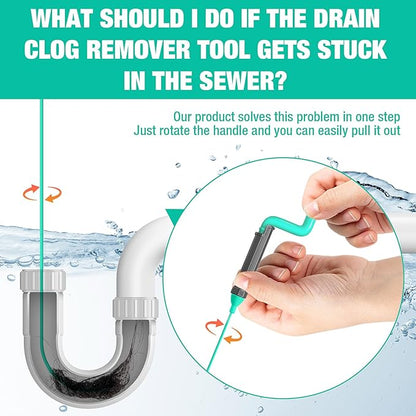 Rotating Handle Drain Snake - 40 Inch Steel Wire Hair Clog Remover, Heavy Duty Flexible Plumbing Snake for Shower, Sink, Toilet, Bathroom & Kitchen Drain Cleaner Tool
