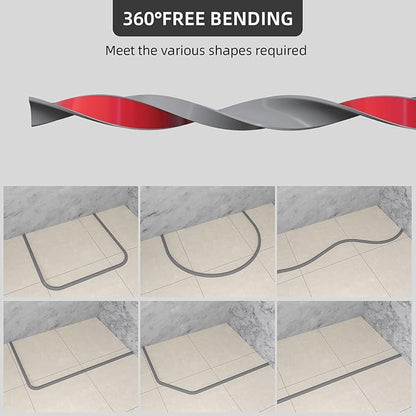 67Inch Collapsible Shower Threshold Water Dam Barrier, Self Adhesive Silicone Waterproof Shower Barrier Water Strip Dam for The Gap Between the Shower Kitchen Countertop Sink and Cooktop