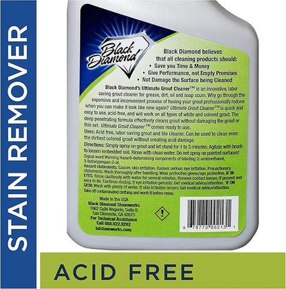 Black Diamond Ultimate Grout Cleaner: Best Cleaner for Tile, Ceramic, Porcelain, Marble Acid-Free Safe Deep Cleaner & Stain Remover for Even The Dirtiest Grout. (1-Quart/1-Gallon/sm brush)