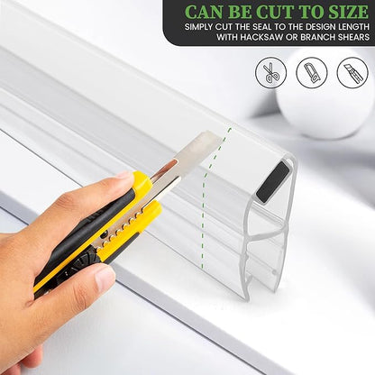 Bathroom Shower Glass Door Side Seal Strips, Length 78 Inch 2PCS Transparent PVC Door Side Seall Strips with Magnetic Stripe for 1/4" (6MM) Thick Framless Glass Panel