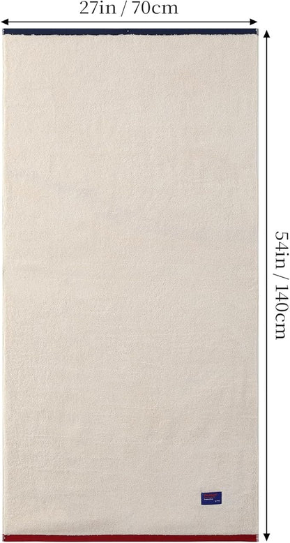 REDKISS 2 Pack 100% Cotton Bath Towels with Luxury Embellished Border Design, Oversized 27 x 54 Inches & 600 GSM Ultra Soft Bath Towel Set, Quick Dry Towels for Bathroom, Gym, Hotel, Beige Brown