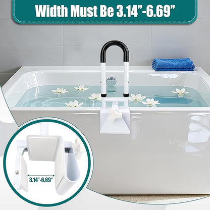 Adjustable Bathtub Safety Rail, Bathtub Safety Rail, Supports 300 lbs, Coolrunner Bathroom Safety Bars with Non-Slip Grip, Assistance Bathtub Handle Clamp for Elderly Bath Support