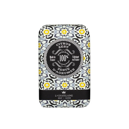 La Chatelaine Shea Butter Bar Soap| Natural and Organic |Triple Milled | Made in France | Unisex, Men, Women | Large (Citrus Zest)