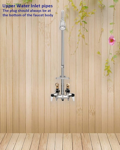 Artiwell Outdoor Shower Fixture System,with Rustproof Riser and Riser Extension, Double Handle Utility Shower Faucet with Showerhead and Soap Dish, Polished Chrome