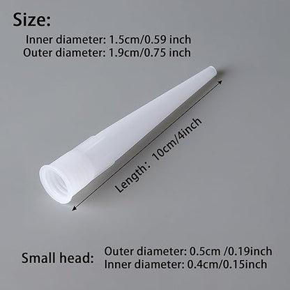 QDiShi Caulking Nozzle Tips 10cm/4inch 30Pcs - Plastic Caulking Gun Extender for Seamless Sealant Application, Caulk Nozzle Tip Tool