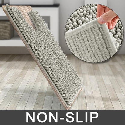 Yimobra Toilet Rug U Shaped Washable 24x24 Inch - Ultra Soft Absorbent Chenille Bath Rugs for Toilet, Quick Dry & Machine Washable, Non Slip Contour Bathroom Mat, Sand