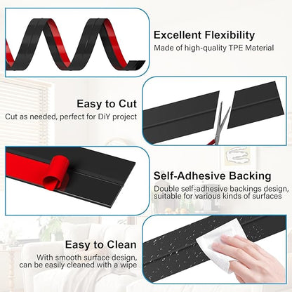 10FT Weather Stripping Door Seal - 2" Silicone Door Draft Seal Tape for Gaps Under Door Weatherstripping Sweep Stopper for Bottom of Shower Door/Sliding Glass Door