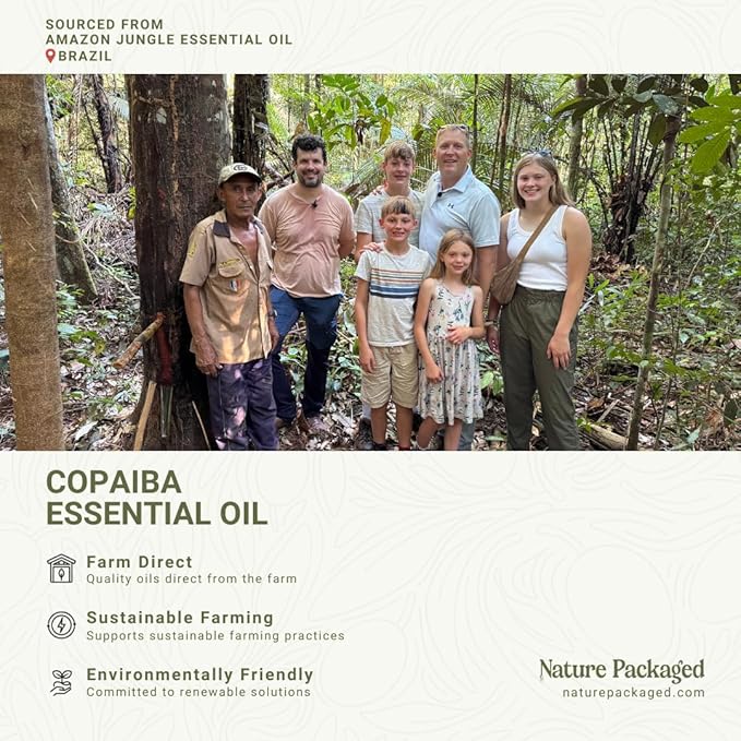 Copaiba Essential Oil - Direct from Amazon Jungle Essential Oils Brazil - Steam Distilled - Aceite de Copaiba for Aromatherapy, Massage, Diffuser, DIY Candle and Soap Making - 22lbs