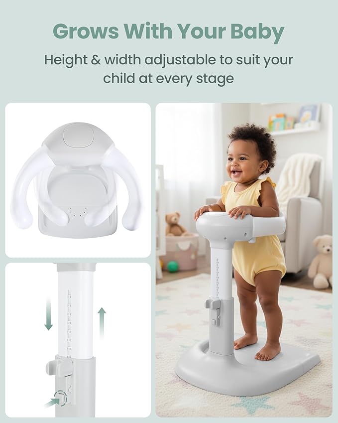 Baby Shower Stand for Infant to Toddler 6–36 Months, Baby Bath Stand Support with Adjustable Height, Anti-Slip Stable Design, Multi-Purpose Toddler Bath Helper, Infant Shower Gifts, Gray