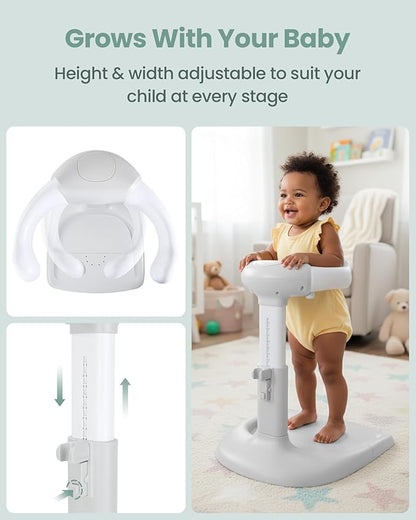 Baby Shower Stand for Infant to Toddler 6–36 Months, Baby Bath Stand Support with Adjustable Height, Anti-Slip Stable Design, Multi-Purpose Toddler Bath Helper, Infant Shower Gifts, Gray