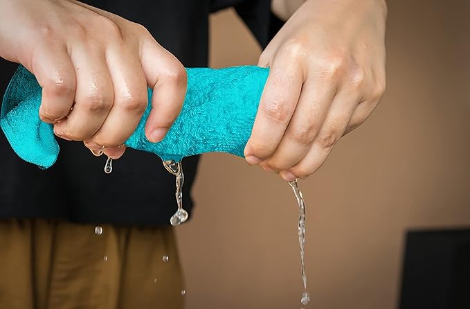 Softolle 100% Cotton Washcloths 24 Pack (12x12 Inches) Soft, Highly Absorbent Washcloth, Face Towels, Wash Cloths for Face, Ring Spun, Bulk Pack (Turquoise)