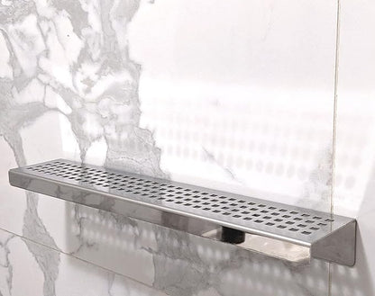 SereneDrains Stainless Steel Polished Chrome Shower Shelf for Inside Shower Drill in Wall Mount Small Bathroom Shelf Decor Organizer Rack Caddy Floating (Polished Stainless Steel, 16 Inch)