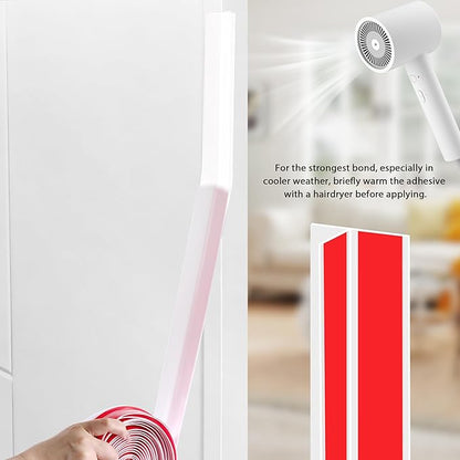 20Ft T-Shaped Door Draft Stopper, Silicone Weather Stripping Seal Tape for Doors and Windows - White, 2" Wide (50mm)